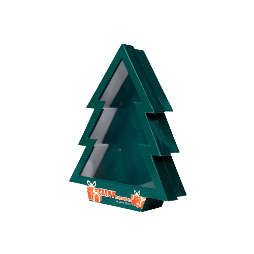 tree shape windowed christmas box packaging