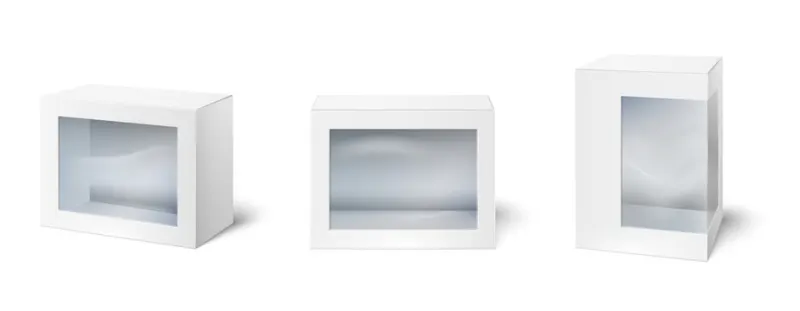 packaging box with transparent window product visible