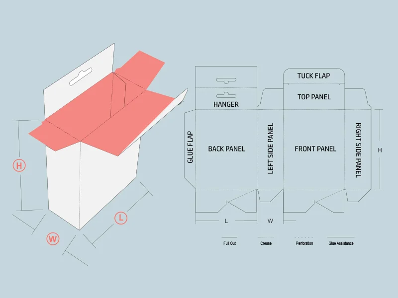 packaging dieline cutting fold lines blueprint