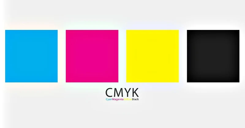 CMYK colour printing process with ink dots