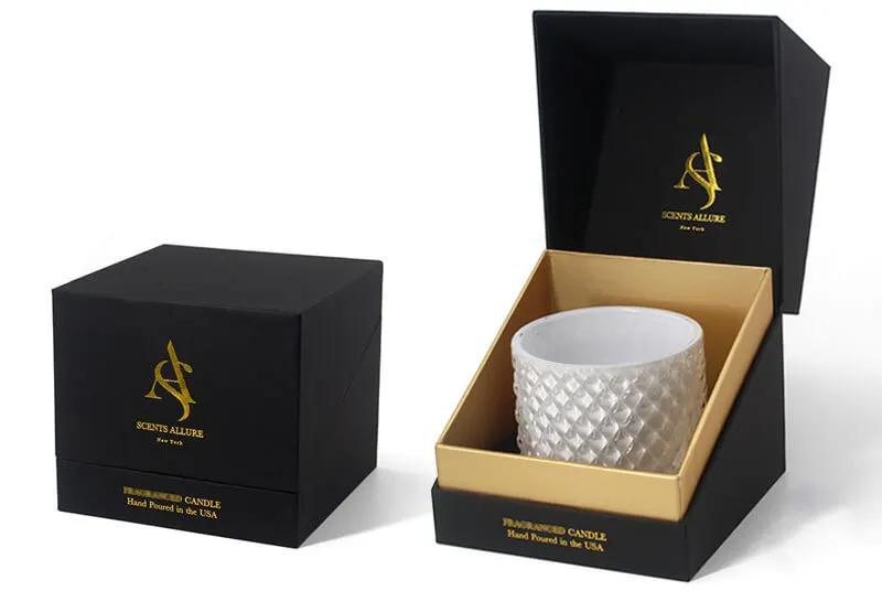 festive luxury candle boxes gold foil holiday
