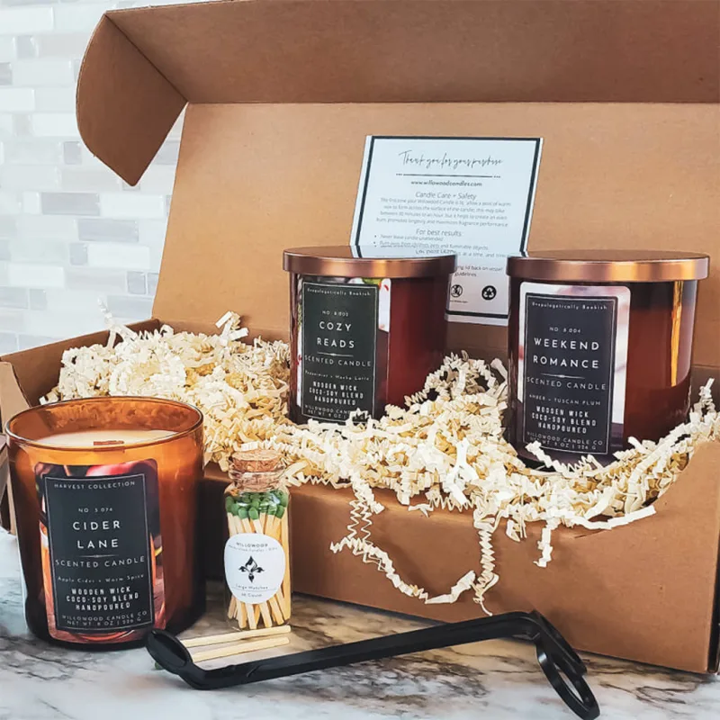 handmade personalised candle gift packaging kraft box
