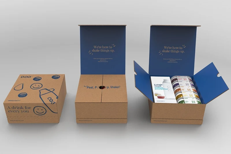 brand identity packaging stacked branded boxes