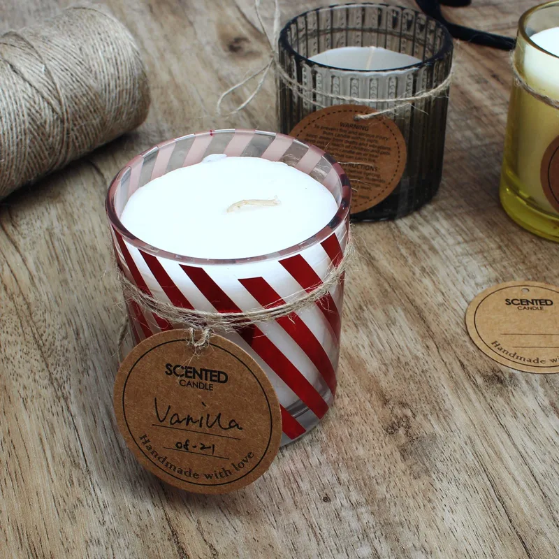 candle packaging hang tags handwritten story rustic twine