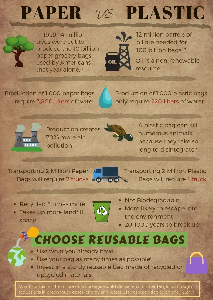 comparison of paper and plastic shopping bags sustainability