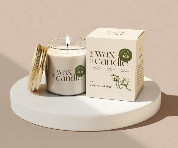 custom branded candle packaging box embossed logo