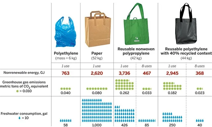 paper bag plastic bag environmental impact business