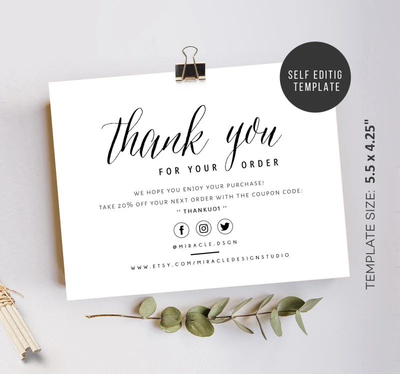 personalized packaging handwritten note thank you