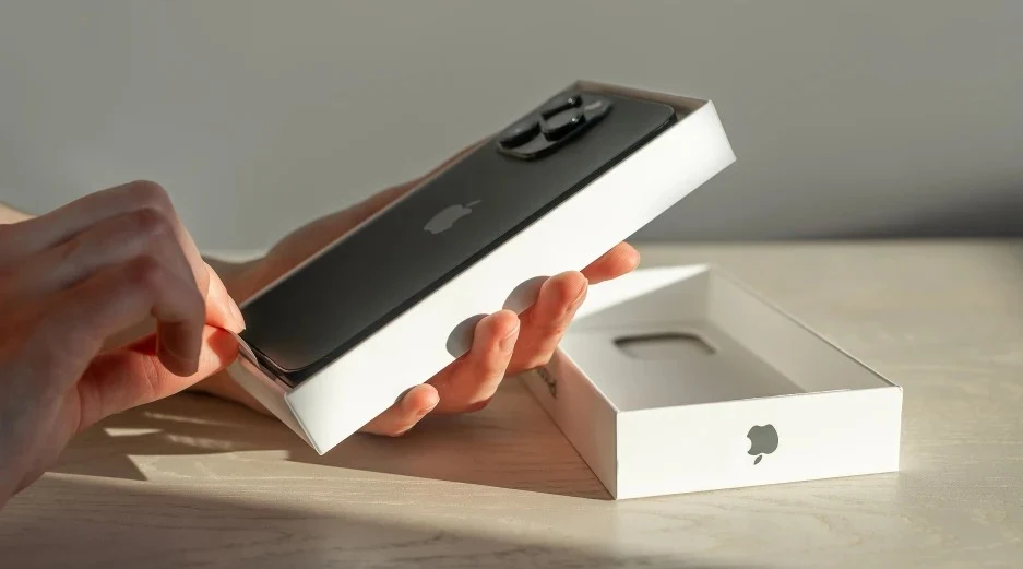 Apple minimalist white box sleek packaging