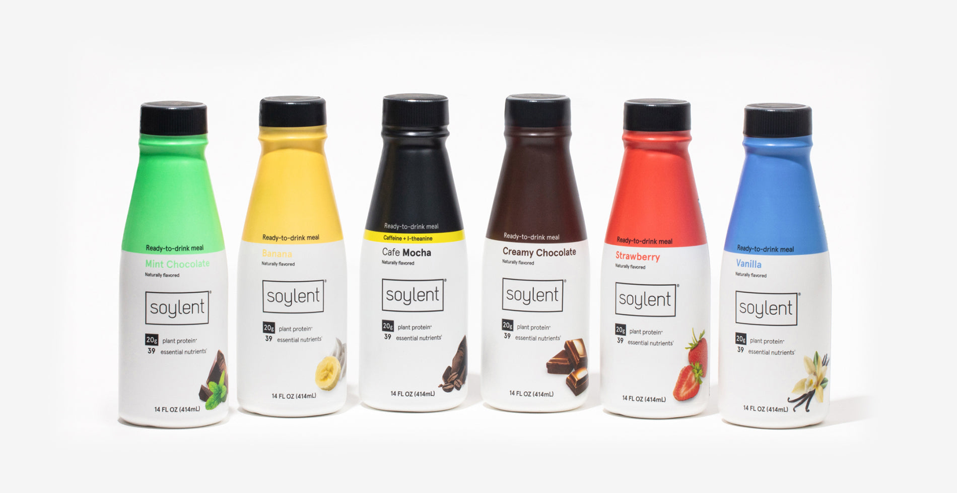 Soylent minimalist black white packaging drink