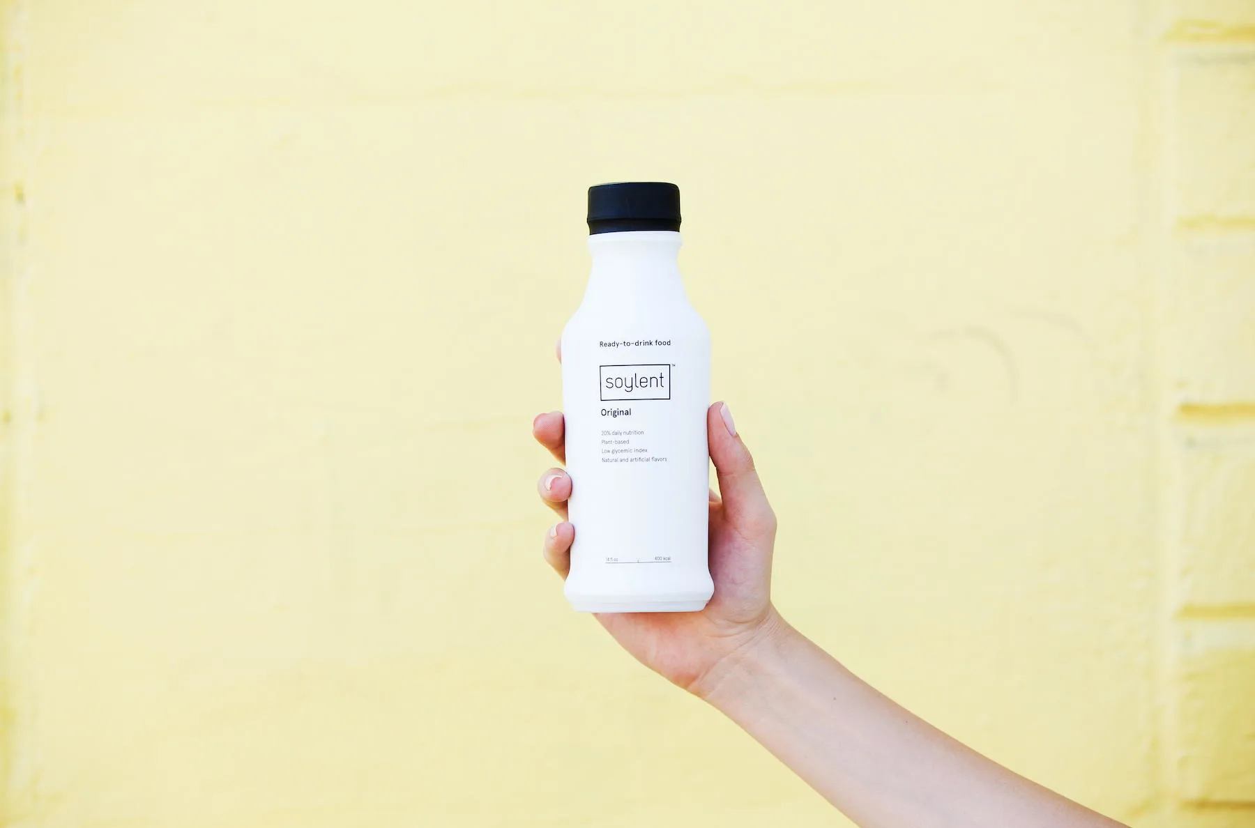 Soylent minimalist black white packaging drink