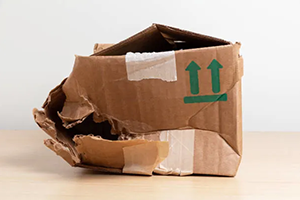 crumpled cardboard mail box ffum6k