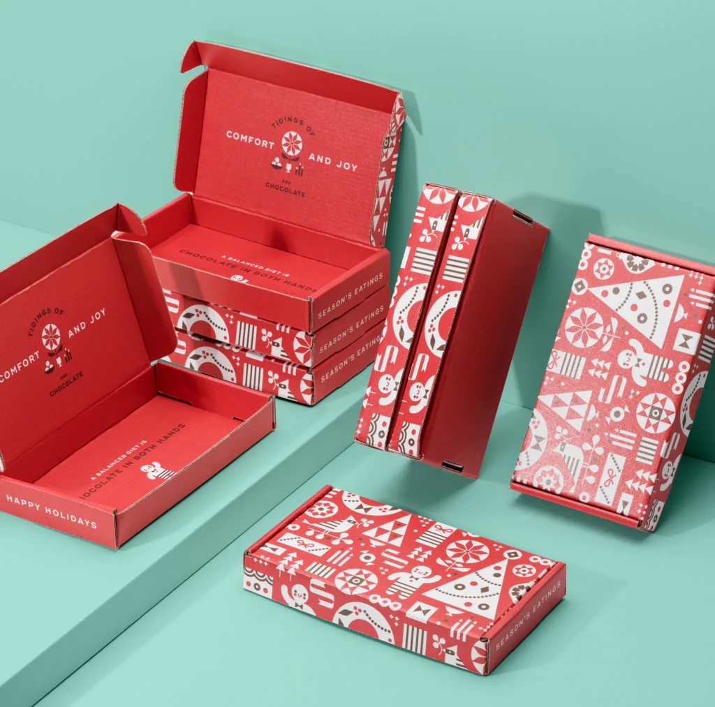 holiday gift packaging festive branding unboxing experience