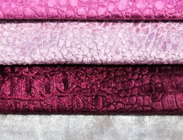 close-up of velvet flocking fabric texture