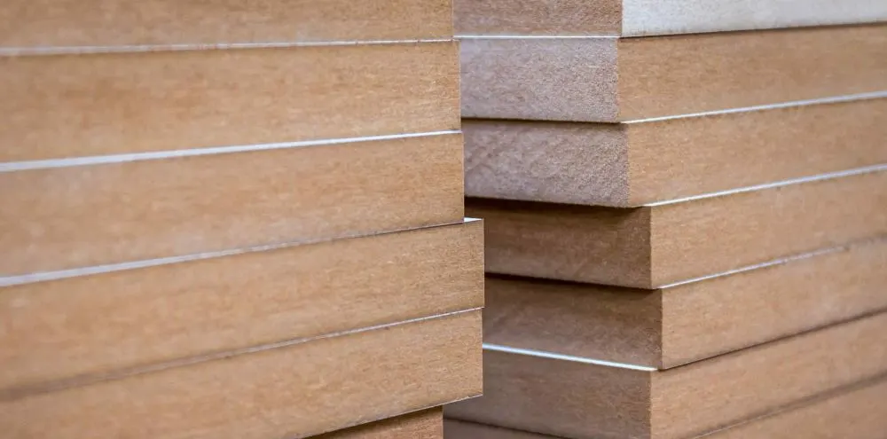 Medium density fibreboard MDF panel wood fibres smooth uniform packaging
