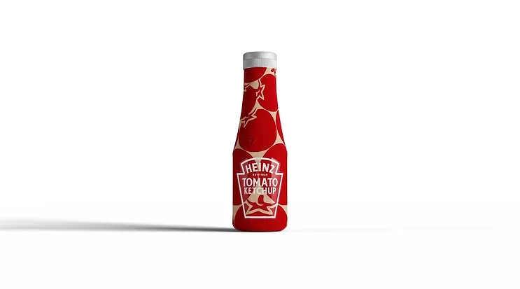 Heinz upside-down squeezable ketchup bottle packaging