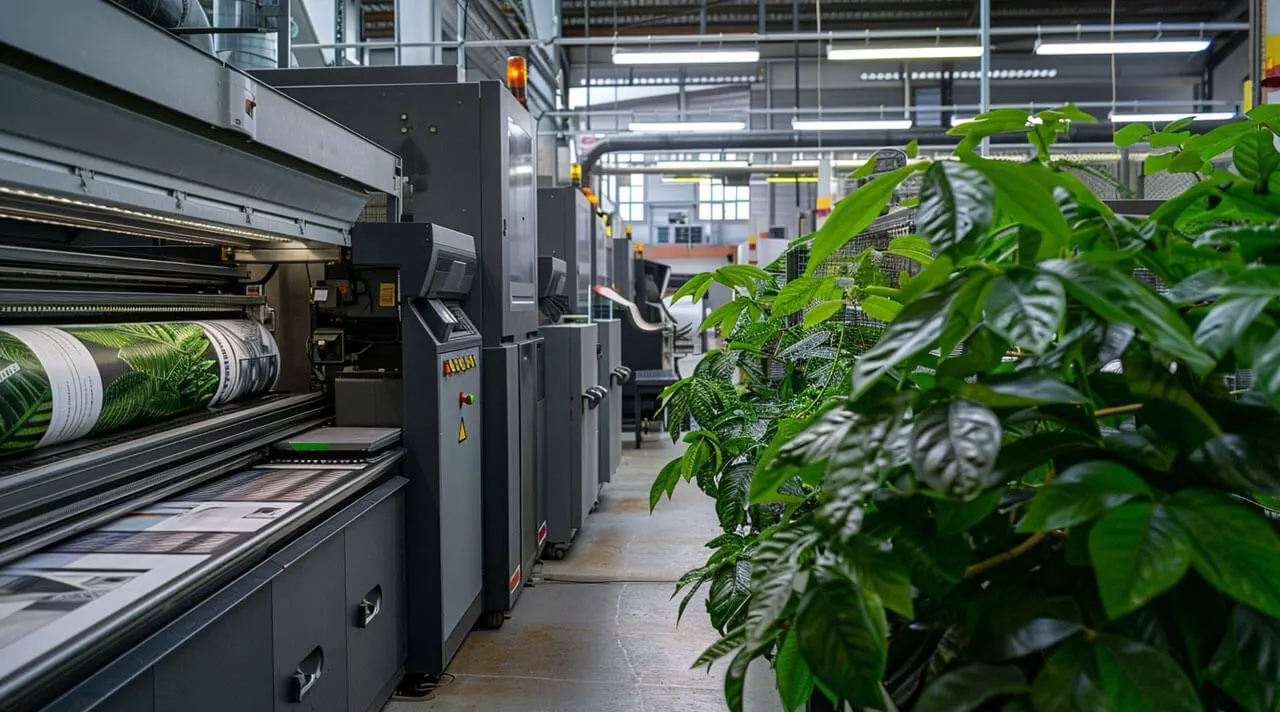 automated digital printing press in modern sustainable factory