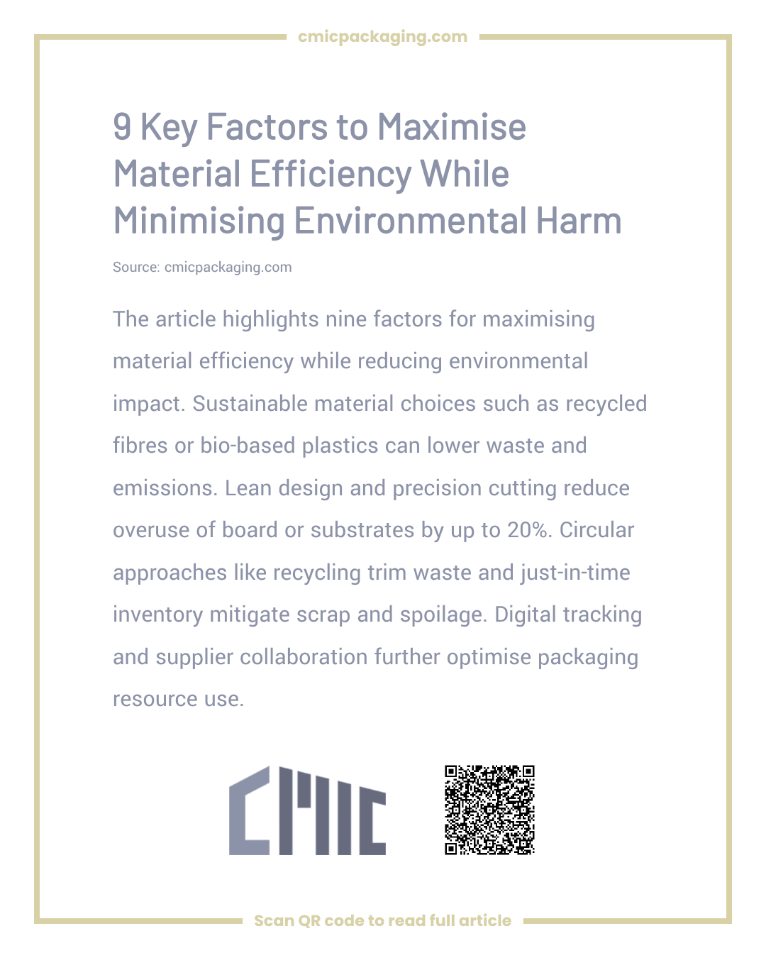 9 Key Factors to Maximise Material Efficiency While Minimising Environmental Harm