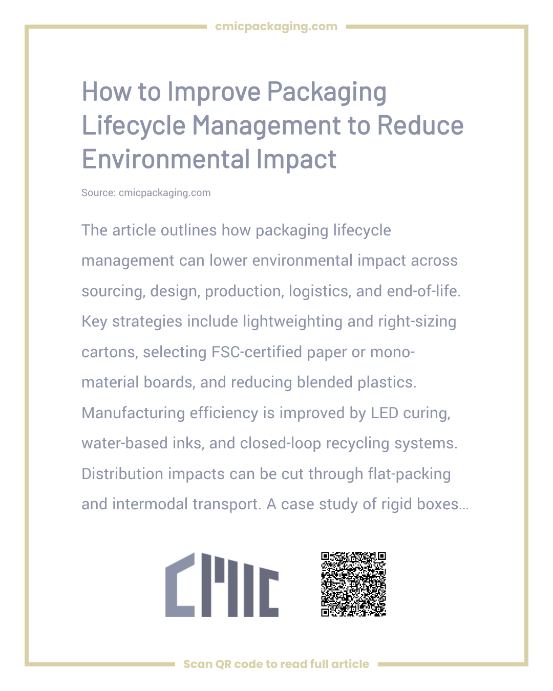How to Improve Packaging Lifecycle Management to Reduce Environmental Impact
