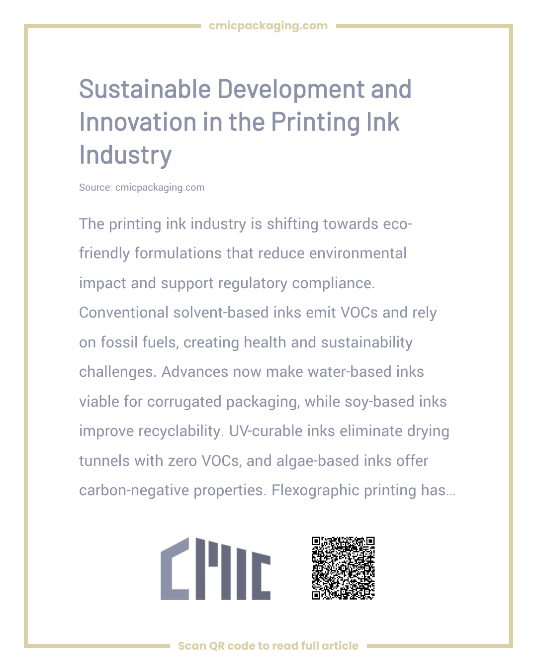 Sustainable Development and Innovation in the Printing Ink Industry