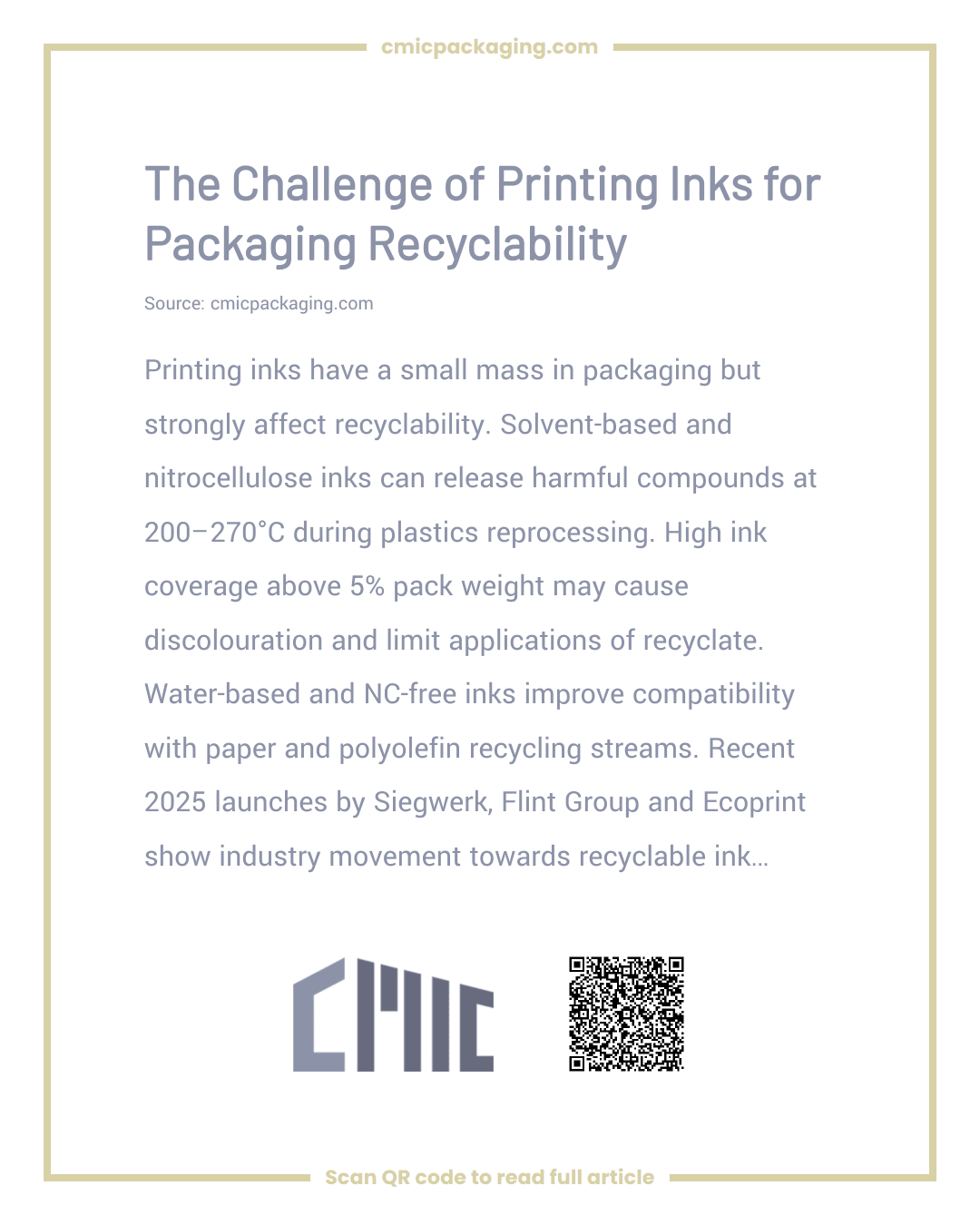 The Challenge of Printing Inks for Packaging Recyclability