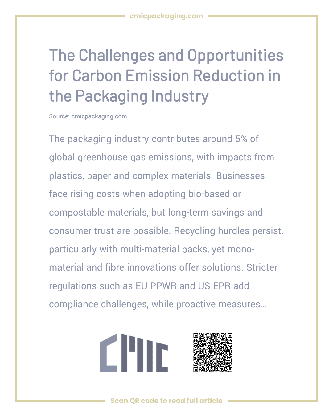 The Challenges and Opportunities for Carbon Emission Reduction in the Packaging Industry