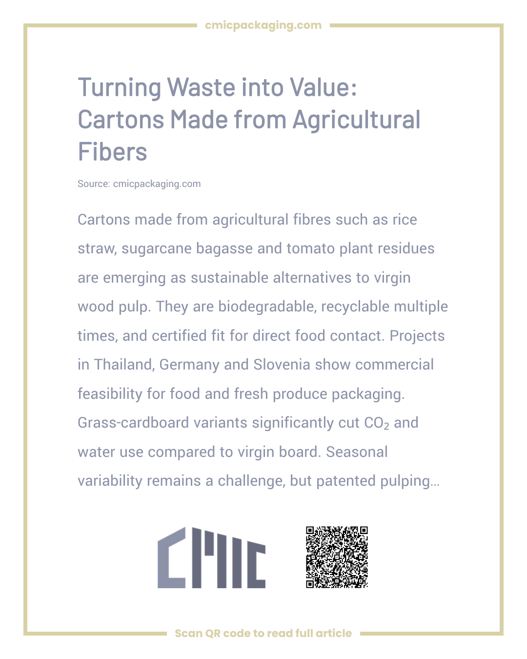 Turning Waste into Value: Cartons Made from Agricultural Fibers