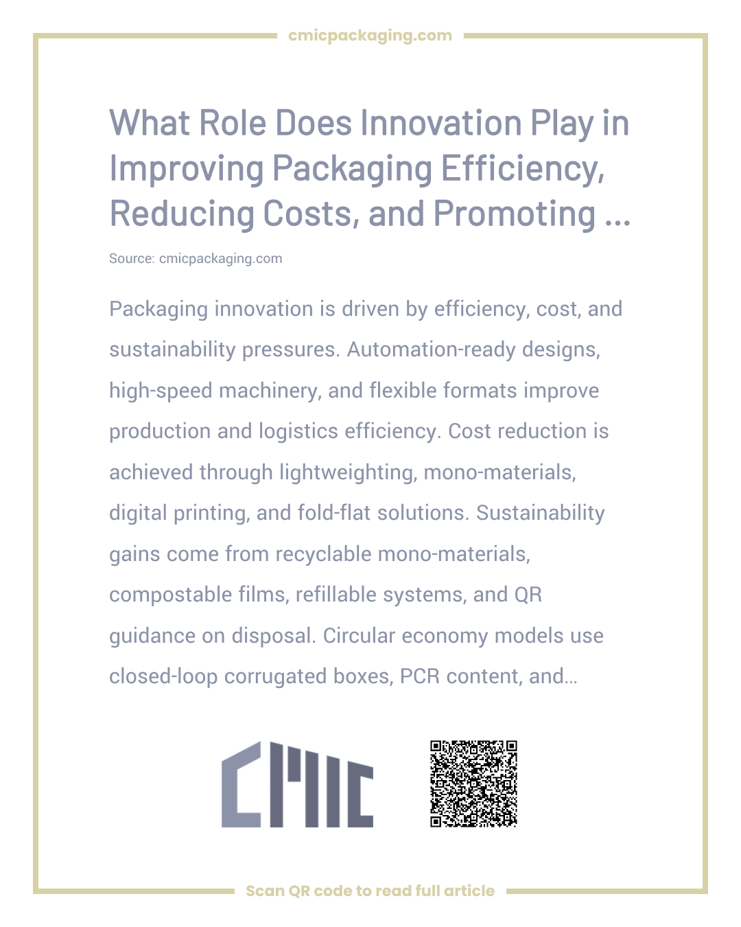 What Role Does Innovation Play in Improving Packaging Efficiency, Reducing Costs, and Promoting a Circular Economy?