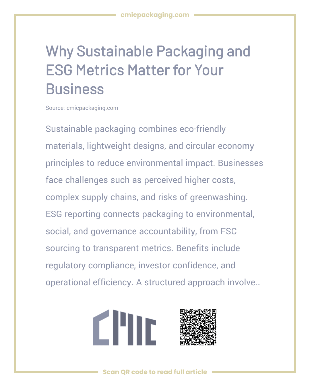 Why Sustainable Packaging and ESG Metrics Matter for Your Business