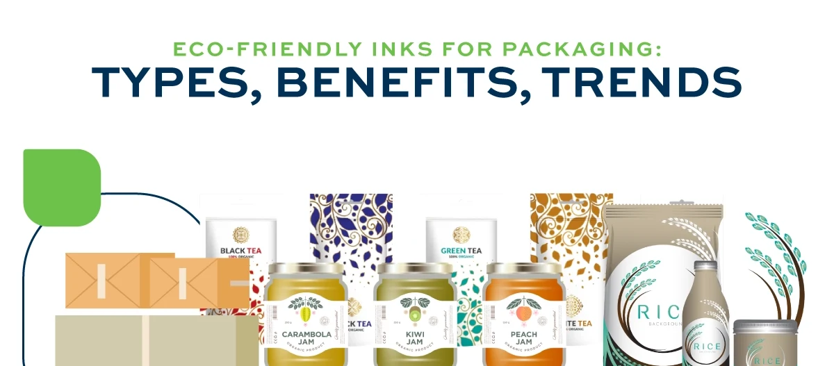 eco-friendly printing inks on recyclable packaging, sustainable packaging solutions