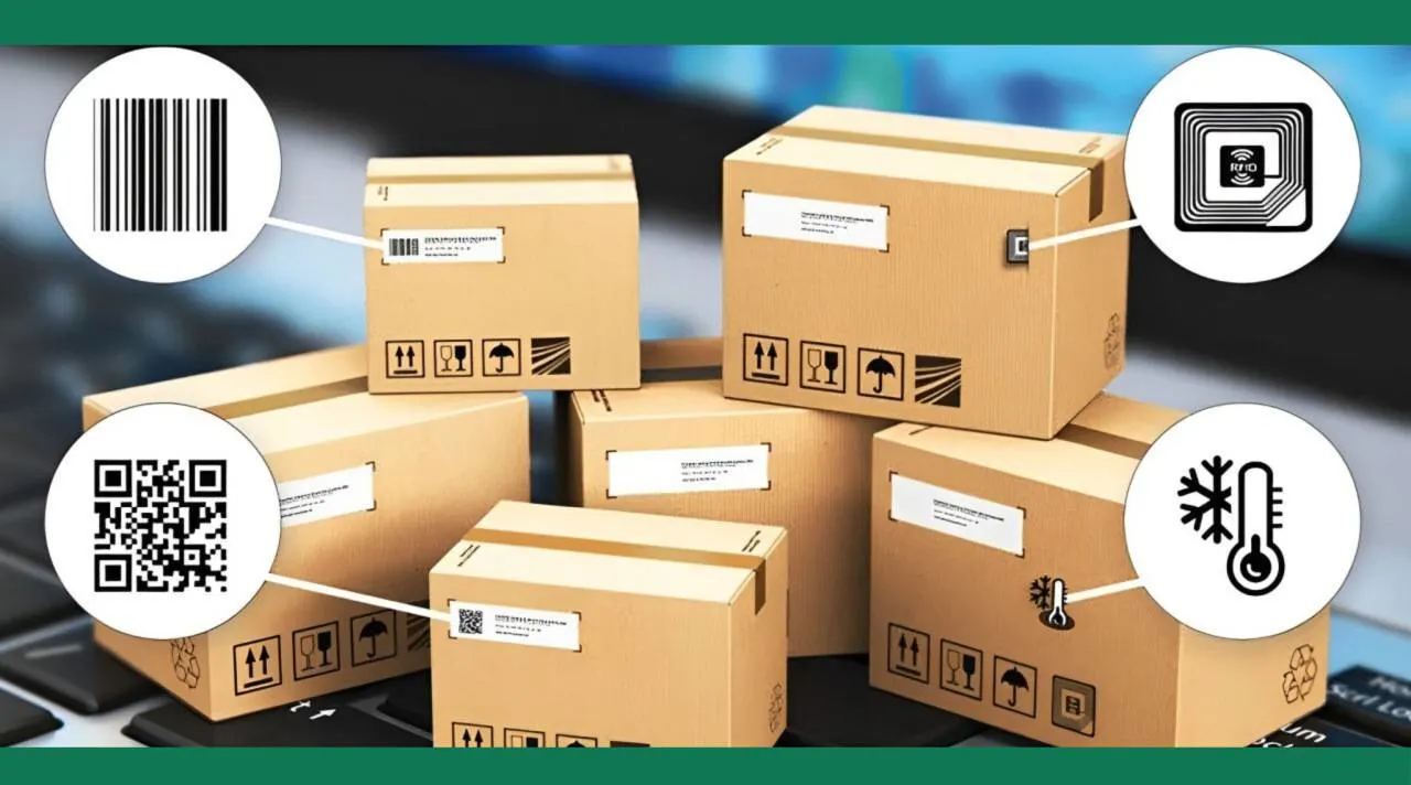 smart packaging with QR code and NFC tag, interactive AR food label