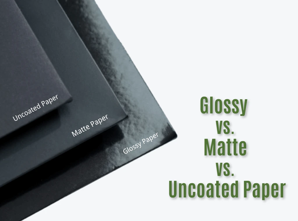 coated and uncoated offset paper types comparison close up