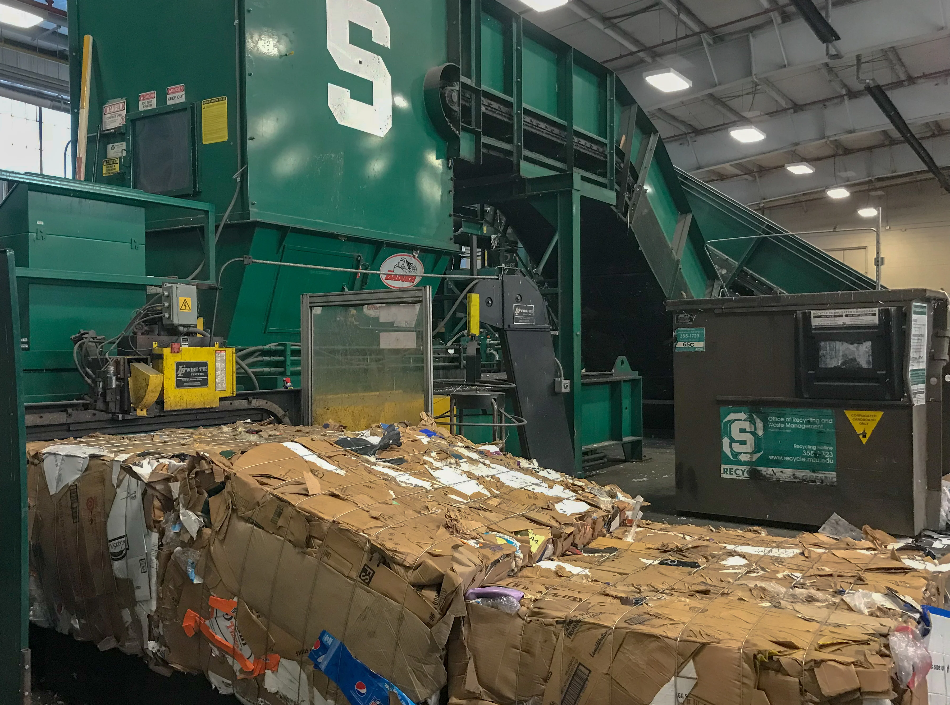 factory workers sorting cardboard for recycling, sustainable industrial waste management