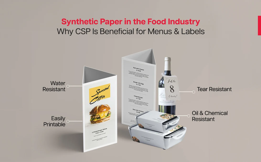 synthetic paper used in packaging, product labels, and commercial brochures