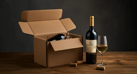 happy customer opening wine package with protective box