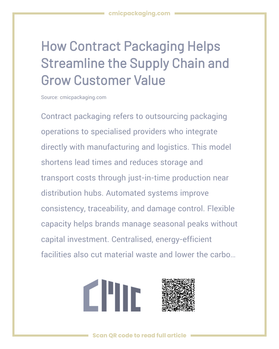 How Contract Packaging Helps Streamline the Supply Chain and Grow Customer Value