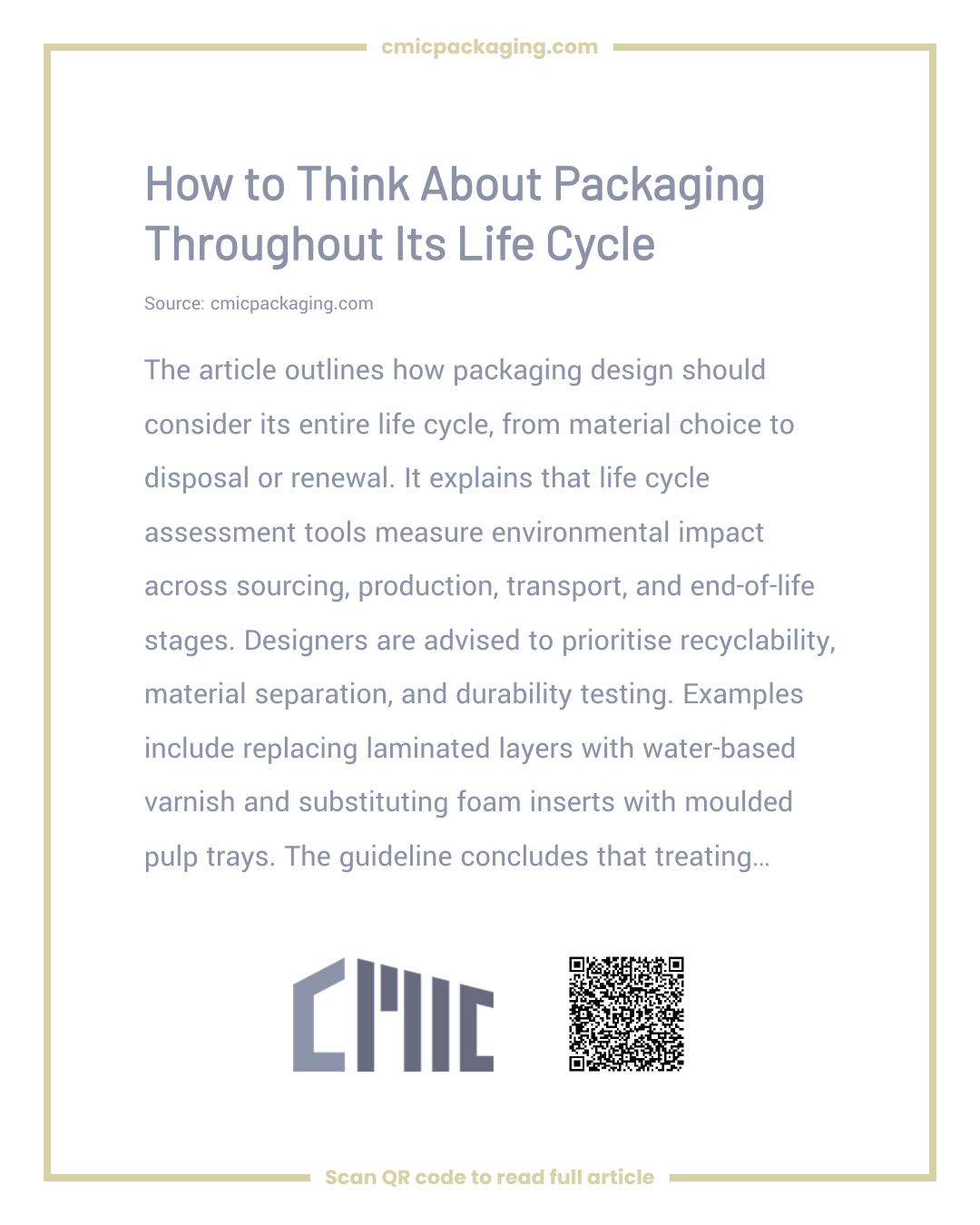 How to Think About Packaging Throughout Its Life Cycle