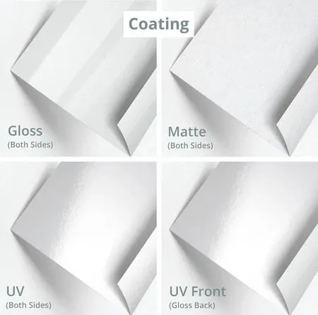 coated and uncoated offset paper types comparison close up