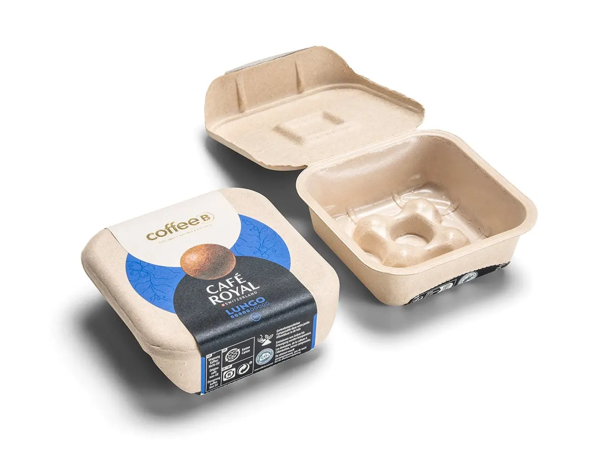 eco-friendly corrugated mailer with pulp tray for kitchenware packaging redesign