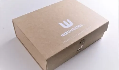 sustainable packaging with kraft cutout and minimalist eco friendly box