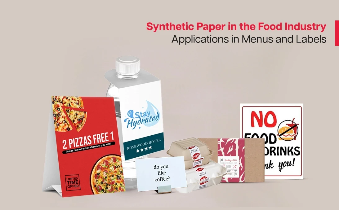 synthetic paper used in packaging, product labels, and commercial brochures